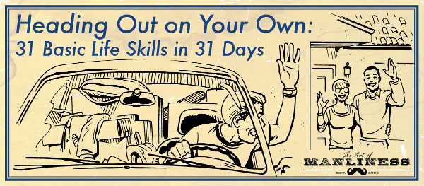 31header Young man in car leaving home for college illustration.