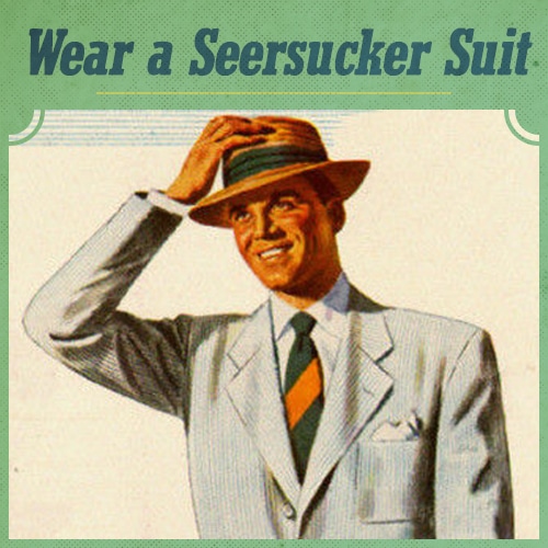 Man wearing a seersucker suit illustration.