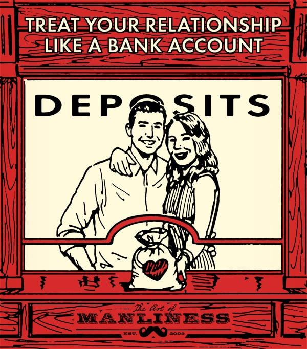 Treat your relationship like a bank account illustration.