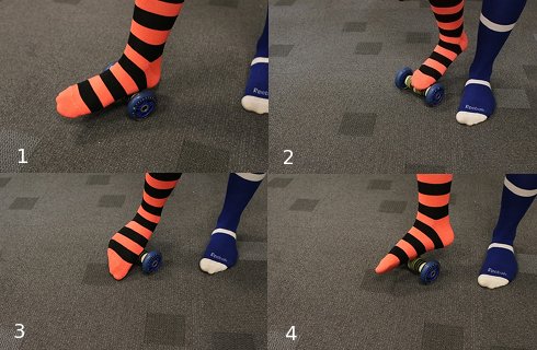 Using ball for trigger points on feet.