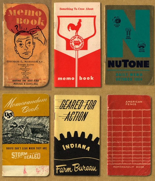 Vintage collection of field notes for pocket notebooks.