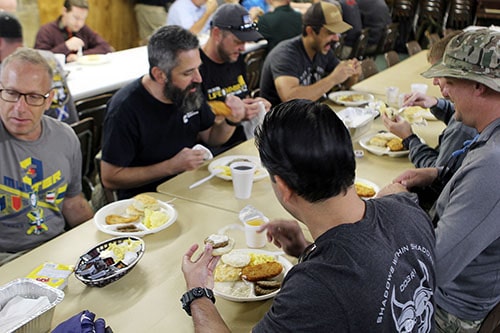 Charlie squad enjoying lunch with chowing.