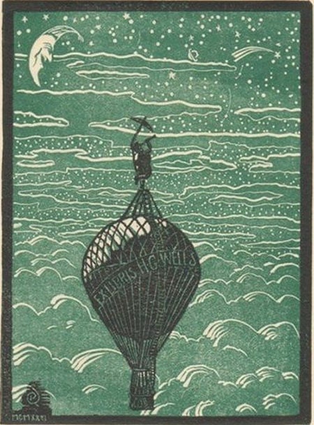 A bookplate by H G Wells.