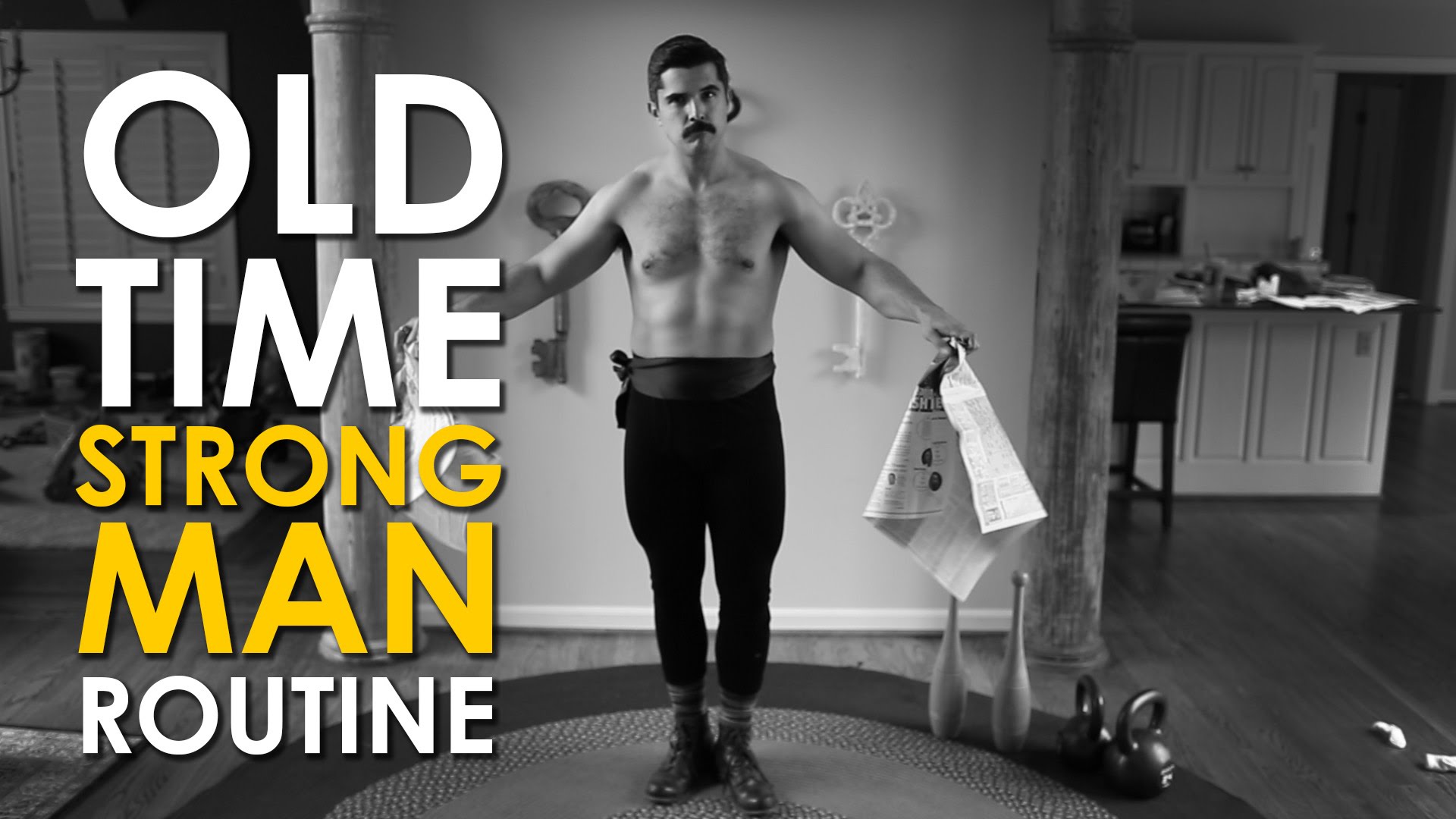 Watch a video of an old-time strongman performing their morning routine.