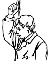 Mumblety-peg holding a knife on a head.