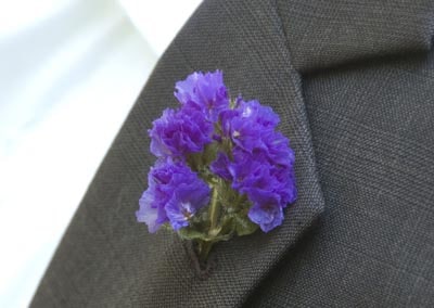 Lavender Statice boutonniere.